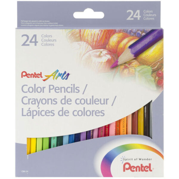 מארז 24 עפרונות צבעוניים אקוורל מבית Pentel